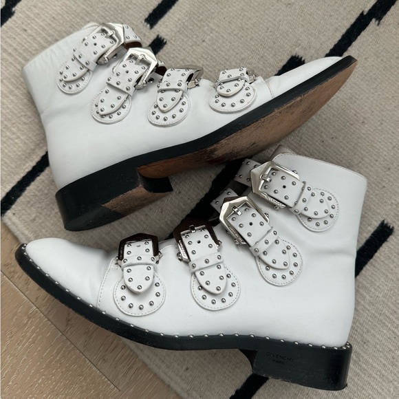 Givenchy White Studded Leather buckle booties sz 8 - Picture 12 of 12